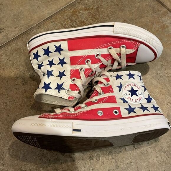 Converse American Flag Red High-Top Sneaker Shoes Juniors Size 2 - Picture 4 of 12